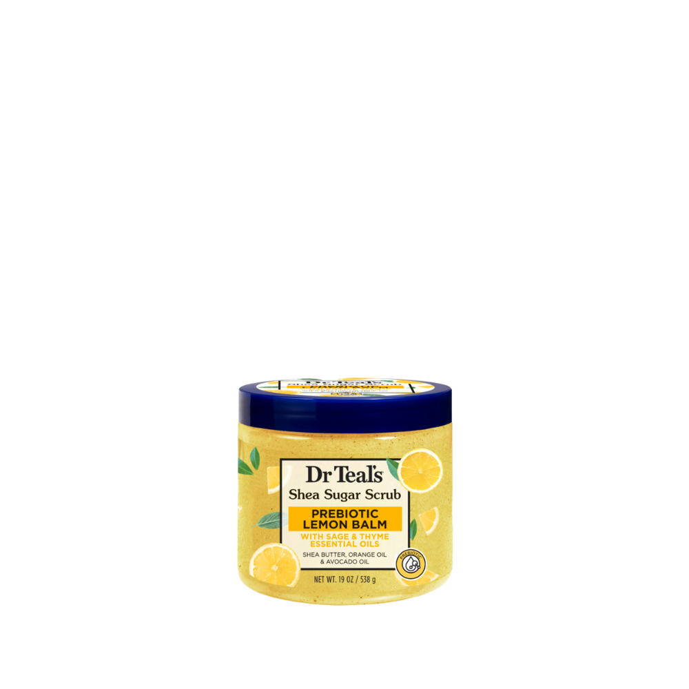 Dr Teal’s Exfoliante Corporal de Azúcar y Manteca de Karité con bálsamo de limón prebiótico 538g